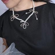 Statement Ribbony necklace / handmade necklace / beads necklace