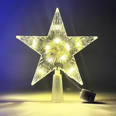 15 Cm Christmas Tree Top Decoration With Led Lights Five-pointed Star-shaped Colorful Shining Star X