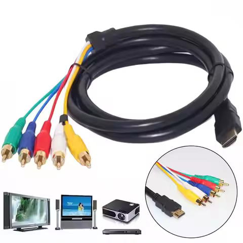 Compatible HDMI To 5RCA HD Adapter Cable Audio Cable Convert HD Player For HD Digital TV, Plasma TV 