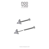 NooYoo ต่างหูสำหรับผิวแพ้ง่าย CoCr NF Trinity Premium CZ / Titanium TL