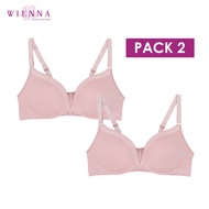 Wienna Clearance Sale DB26303*2 ชุดชั้นใน เสื้อใน เวียนนา Be Light เสื้อชั้นใน ไร้ตะขอ สวมหัว (push up) ไร้โครง ไซซ์ MLE (BCD 32-36) สีโอรส  ม่วง (Rose Lily)