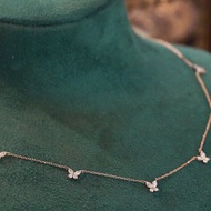 18K金鑽石項鍊,玫瑰金馬眼鑽石蝴蝶項鍊