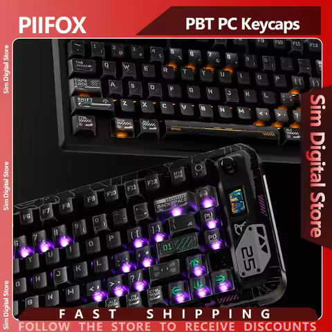 PIIFOX Cyber Ruins Keycaps PBT PC Profile Sublimation Customized Transparent Keyboard Keycap Black C