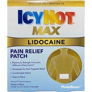 I C Y H O T MAX LIDOCAINE PAIN RELIEF PATCH.