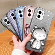 Casing For Vivo Y15S Case Vivo Y15A Case Vivo Y01 Case Vivo Y77 Case Vivo Y77E Case Vivo Y76 Case Vivo Y52S Case Vivo Y31S Case Vivo Y72 Y73S Case Vivo S17 Pro S17E Case Cute Hello Kitty Vanity Mirror Holder Stand Shiny Phone Case Cover Cases Cassing VY