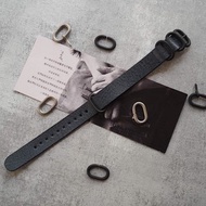 手工牛皮摔紋灰藍NATO錶帶 水鬼軍錶適用 顏色款式可客製化可刻字