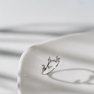 AR-Kang Collection*** AKR586 แหวนเงินแท้ ประดับ white cz 5A แหวนใบมะกอก (เงินแท้92.5%)