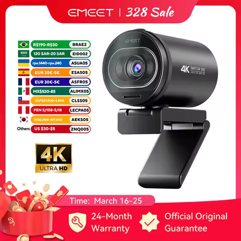 Webcam 4K Streaming Web Camera 1080P 60FPS USB Camera EMEET S600 Autofocus Living Stream Camera With