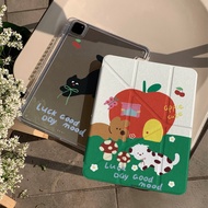 [Good Luck] Korean Apple House Cat Dog iPad air5 Tablet Protective Case mini6 with Pen Slot 10th Gen