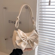 Korean style Bow Shoulder Bag Women Love Chain Underarm Bag Hot Girl Handbag Niche Versatile Sling B