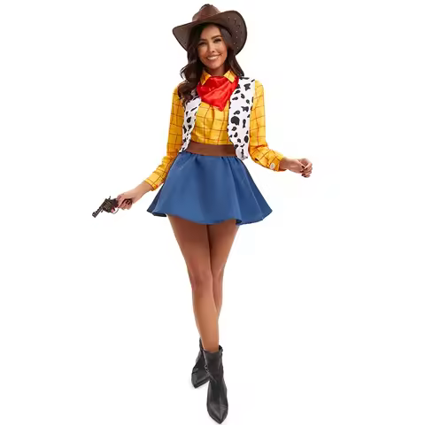 2026New Halloween Woody Costume Family Matching Outfits Couple Cosplay Woody Sheriff Clothes Carniva