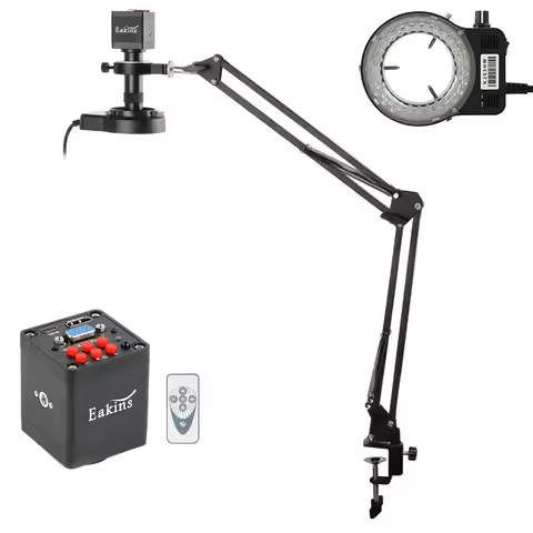 Eakins 1080P HDMI VGA Digital Video Microscope Camera Industrial Adjustable 130X C Mount Lens 56 Rin
