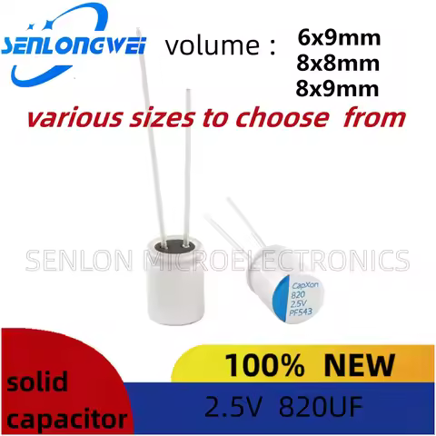 10pcs New 2.5V 820UF Solid capacitor 6x9mm 2.5V 820UF 8x8mm 8x9mm short feet
