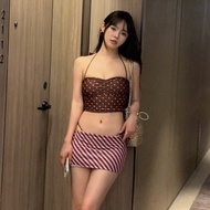 Retro Polka Dot Striped Tube Top bikini bikini