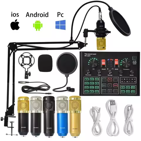 BM800 Professional Audio V9 Sound Card Set BM800 Mic Studio Condenser Microphone for Karaoke Podcast