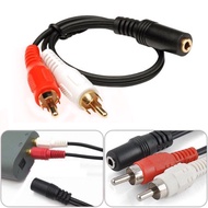 elzadobashop สาย AV 3.5mm Stereo Audio Female Jack to 2 RCA Male Socket to Headphone CABLE 30cm