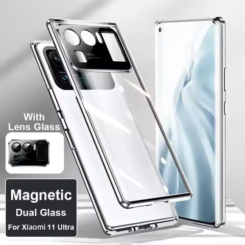 360 Metal Magnetic Case For Xiaomi Mi 14 13 Lite 12 11 Pro Ultra Double Sided Glass Lens Protector F