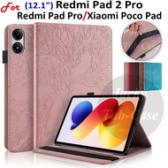 For Redmi Pad 2 Pro 5G | Wi-Fi 2025 /Xiaomi Poco Pad 5G 4G (12.1") Protective Case 3D Tree Style PU 