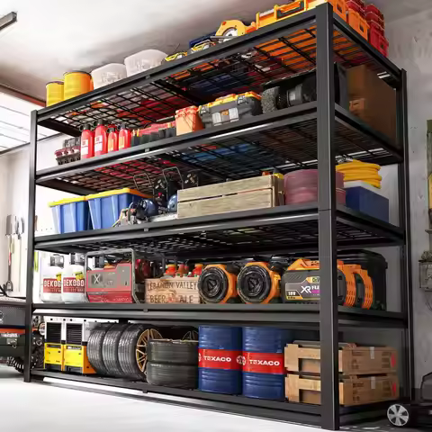 78" 5-Tier Heavy Duty Garage Shelving 3000LBS Adjustable Metal Storage Shelf Warehouse School 55.2" 
