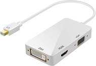 JR Joyreap Mini Display Port Thunderbolt Adapter Cable to HDMI VGA DVI TV Mini DP 3 in 1 for Apple iMac MacBook Air Surface Tablets Pro Book laptops ThinkPad Projector (White)