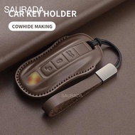 Genuine leather Style Car Key Case Fob For Porsche 718 911 918 Taycan Carrera Cayenne Macan Panamera