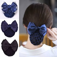 Hair Net for School Work Bow-Knot Hair Clip Cover Black Bun Snoods Hairnet Sanggul Jaring Rambut 校园发