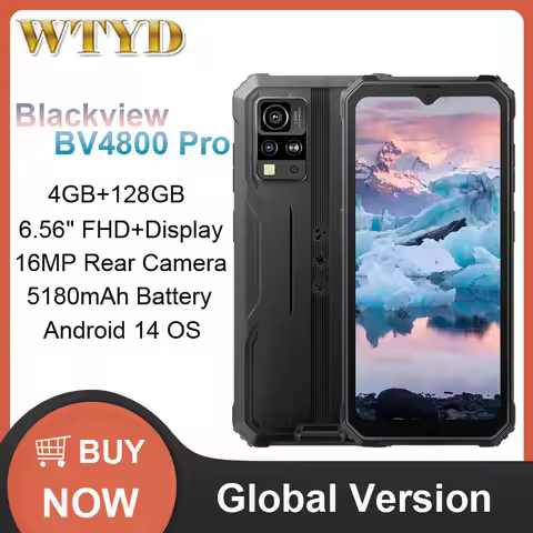 Blackview BV4800 Pro Rugged Phone 4GB+128GB 16MP Camera 5180mAh IP68/IP69K 6.56'' Android 14 Unisoc