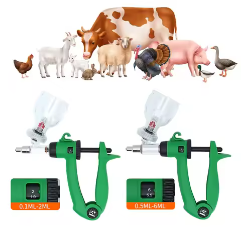 2Ml/5Ml/6Ml Veterinary Continuous Syringe Adjustable Dose Vaccine Syringe Cattle Sheep Chicken Veter