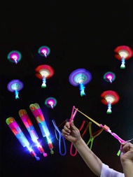 1入組驚艷光玩具箭頭火箭直升機飛行玩具led燈光玩具派對趣味禮物橡皮筋彈射器/聖誕禮物