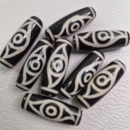 MATA Dzi Agatenatural 30x10mm, Eye 1-21, Red and Black color,