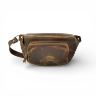 Waxed Cowhide 2 Compartment Crossbody Bag Waterproof Waist Bag - January Classic
