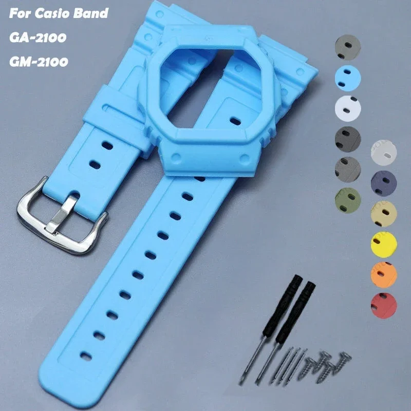 Resin Waterproof Rubber Band bezel For casio G-SHOCK DW5600 DW5000 Silicone Case Strap for GWX5600 Watch Accessories