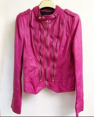 (99%新) Salad Bauhaus羊皮褸 真皮褸 皮褸 女裝 牌子 褸 外套 衫 冬天衫 女裝衫 女裝冬天衫 長袖衫 冬天外套 冬天褸 女裝皮褸 女裝真皮褸 粉紅色皮褸 桃紅色皮褸