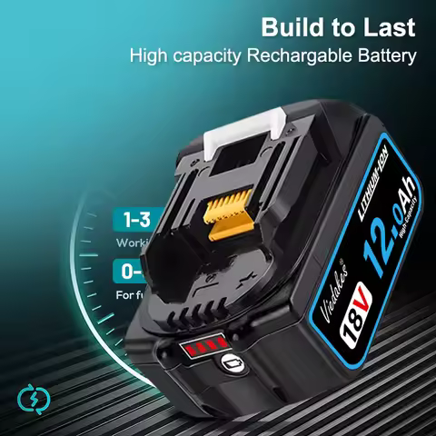 💯For Makita 18V 12.0Ah Battery With Charger Rechargeable Lithium Ion🏅for DDF487, DDF482, DHP453 LXT4