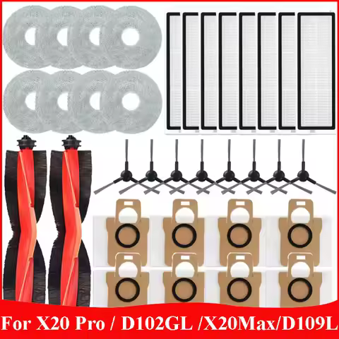 Fit For Xiaomi Robot Vacuum X20 Pro / D102GL /X20Max/D109L/X10 Cleaner Parts Main Roller Side Brush 