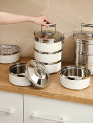 HANXIAO | กล่องอาหารสแตนเลส 304 หลายชั้น ความจุมาก