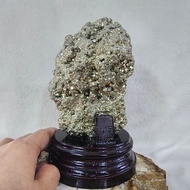 หินไพไรต์เปรู หินก้อนไพไรต์ ไพไรต์ เพชรหน้าทั่ง Peru pyrite(Pyrite)สูงพร้อมฐาน 17.5 ซม.หน้ากว้างพร้อ