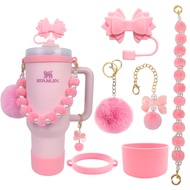 Aoduoyaya 6pcs White Bow & Pearl Charm Accessories Set Tumbler Cup Coquette Aesthetic Straw Cover Ca