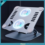 Pisand  Laptop Holder Foldable Height Adjustable Dual Cooling Fans Universal Aluminum Alloy Heavy Duty Desktop Tablet Computer Stand Tablet Accessories