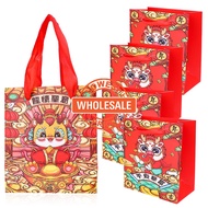 [ Wholesale ]Chinese Style Gifting Handle BagsKids / Cartoon Dragon Cookies Baking Bags / Chinese New Year Paper Gift Bags with Handles/ Dragon Year Candy Gift Packaging Bag