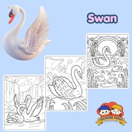 Combo of 50/25 sheets of coloring pages, coloring pages for children in the shape of Swans on A4, A5