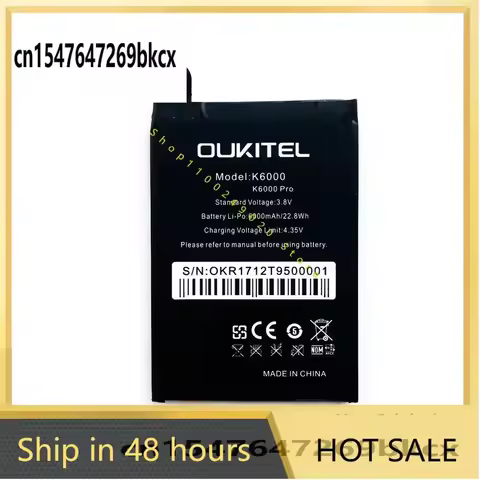 6000mAh Battery For Oukitel K6000/Oukitel K6000 Pro / Ulefone Power /DOOGEE T6 /DOOGEE T6 Pro / Homt