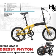 Cbj- Sepeda Lipat Odessy 20" Phyton Operan Shimano 7 Speed Rem Disc