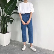 Summer Korean high waist slim wash nine denim wide leg pants loose Flash BF wind denim straight jean