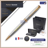 Parker Sonnet Ballpoint Pen - Steel Gold Trim (with Black - Medium (M) Refill) / {ORIGINAL} / [KSGILLS Pen Gifts]