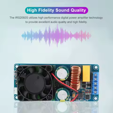 IRS2092S High Frequency Audio Amp Board Class D Mono Channel HiFi Power Amp Board with Speaker Prote