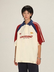UNVENSO 解構拼接校園國潮polo衫短袖夏季休閒上衣男T恤 SWS-1558