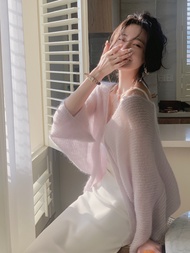 Áo Cardigan đan len angora Áo chống nắng cho nữ Khăn choàng nhẹ Áo quấn áo chống nắng boho-chic ngoạ