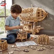PINOU 3D Wooden Puzzle, 3D Puzzle Mechanical Design Airship Model, Puzzle Toy Hand Craft Wooden Cons
