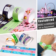 custom wrist band label waterproof wristband disposable tyvek sticker print game party hand sticker